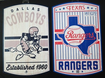 TWO (2) DALLAS MANCAVE CLASSIC HARD WOOD SIGNS FROM WINCRAFT