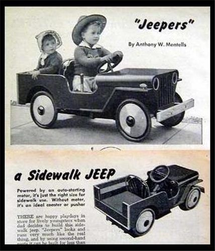 WWII Sidewalk Car Jeep Jeepers How-To build PLANS 1948 battery powered