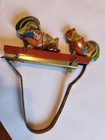 Vintage Tin Litho Metal Roosters Pecking Hand Squeeze Toy — photo 2
