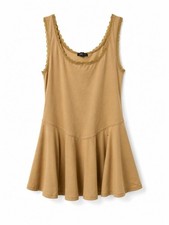 Sleeveless Flared Tank Dress in Camel