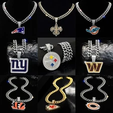 Gem Chain Necklace NFL Football (AFC/NFC) Pendant *Select Your Team* Fan Jewelry