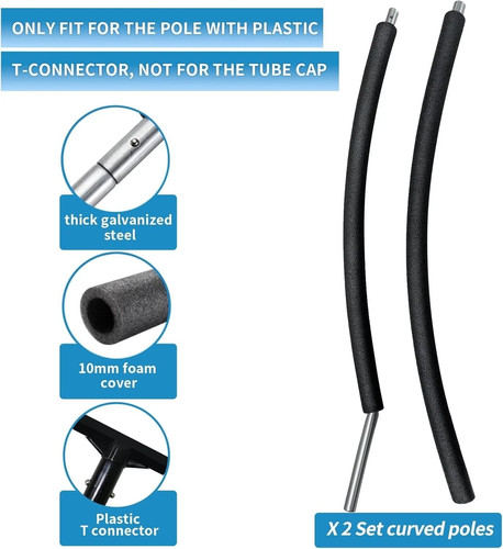 2 Curved Trampoline Poles for 10-16ft Frame, T Connector, Hardware, Foam Cover🏀 - Picture 2 of 7