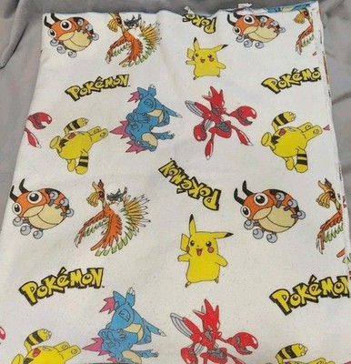 Vintage 1990s Pokémon Full Size Blanket 74''x 88'' 100% Polyester 