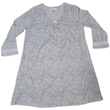 Carole Hochman Womens Medium Gray Print Short Sleeve Nightgown NWT (i)