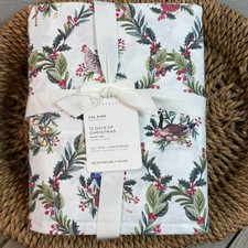 POTTERY BARN 12 DAYS OF CHRISTMAS COTTON SHEET SET, CALIFORNIA KING