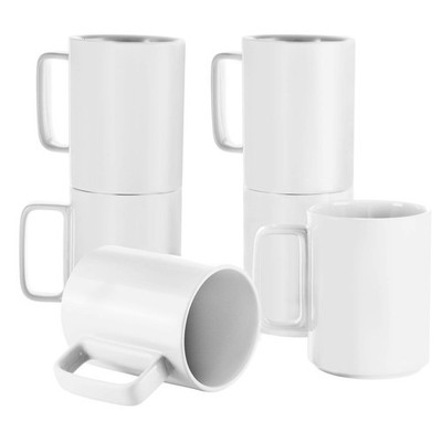 E-liu Porcelain Tea Mugs Coffee Mug Set, Large 15 Ounces Cups for Coffee, Tea, C