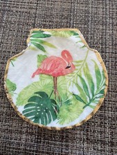 Handmade Decoupaged Scallop Seashell Flamingo