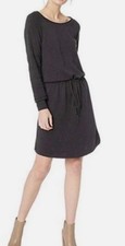 Prana Sweater Dress Leigh Gray Knit Sz Small 100% Organic Cotton Drawstring