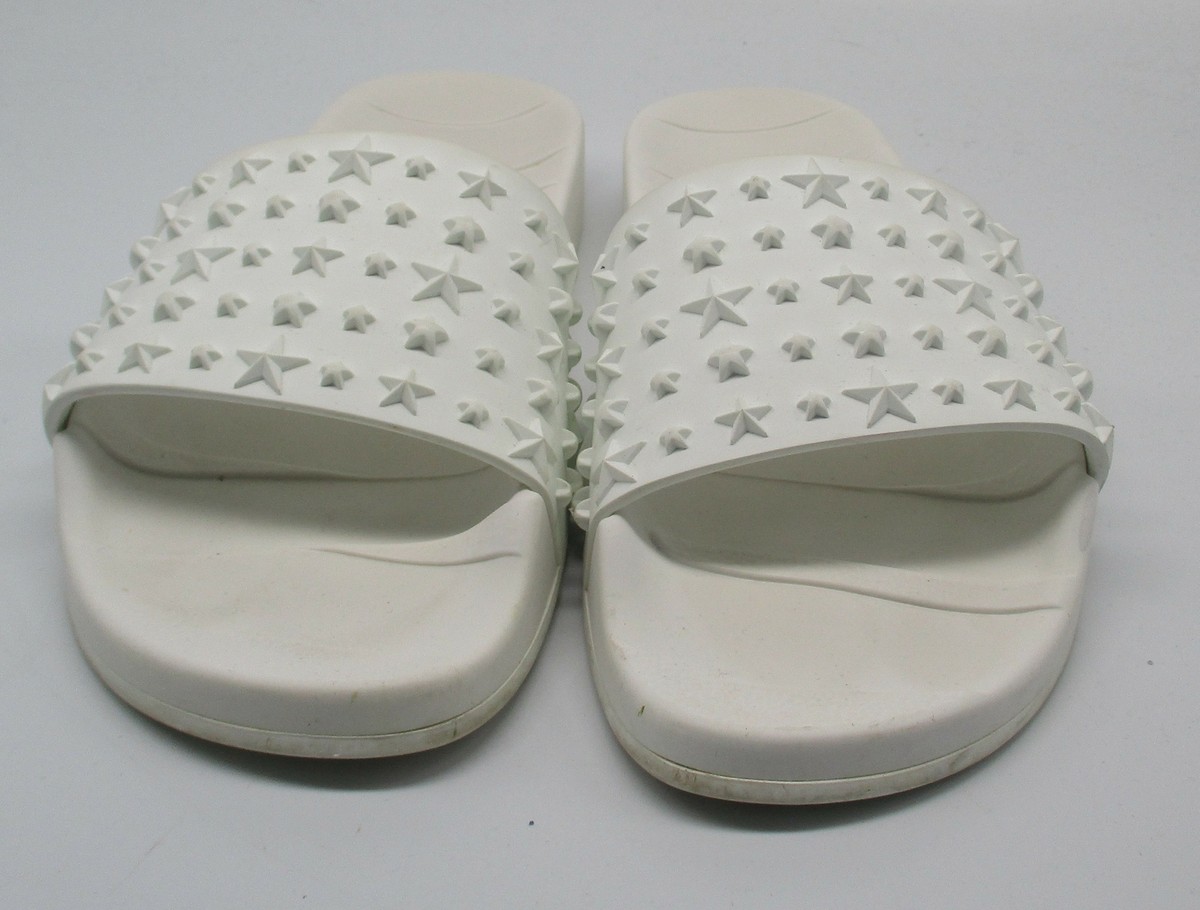 Jimmy Choo White Rey Studded Pool Slides sz 37 | eBay