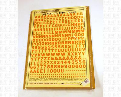 Virnex HO Decals Safety Orange 5/16 Inches Bold Gothic Letter Set 2054 Alphabet