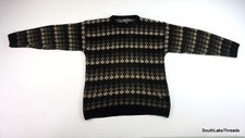 Vintage Men's XL Craft Barrow Geometric Print Sweater Cosby Argyle Print