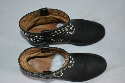 Isabel Marant Etoile Black Leather CALEEN Stud Flat Ankle Wedge