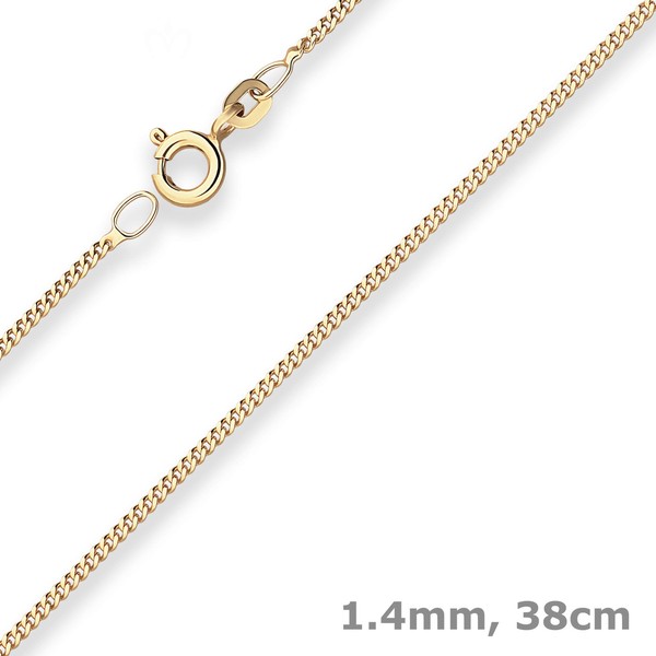 1,4Mm Panzerkette Goldkette Collier Halskette Aus 333 Gold Gelbgold 38Cm-image
