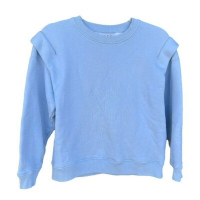 IRO Lusse Pleated Shoulder Sweatshirt Blue Ciel Crewneck Women's