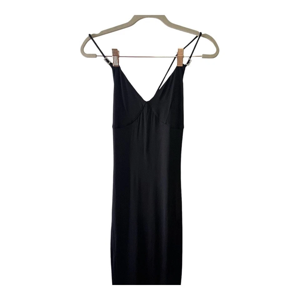 Maxi Vestido Nana Jacqueline Tatiana Seda Espalda Entrecruzada Jersey Negro Talla Mediana Foto 3 de 4