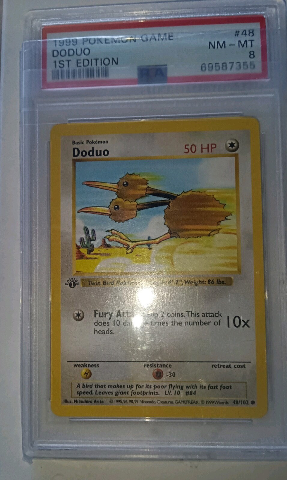 Doduo 1999 Pokemon Base Set 1st Edition Shadowless #48 PSA 9 Mint