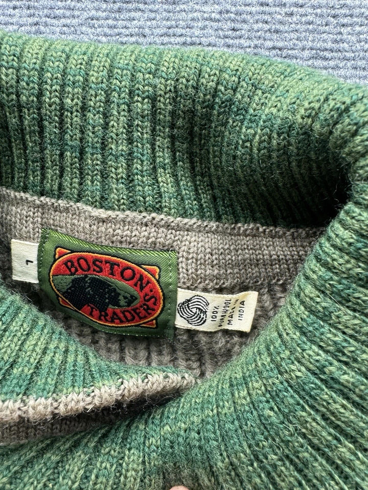 Boston Traders Sweater Mens Size Large 100% Wool Striped Pullover Comfort Wear - Image 3 of 4