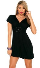Black Sexy Women's Mini Clubwear Short sleeves Casual Sun Party Dress S M L