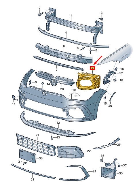 New VW GOLF CD MK8 Front Left Bumper Support Element 5H0807723D NO
