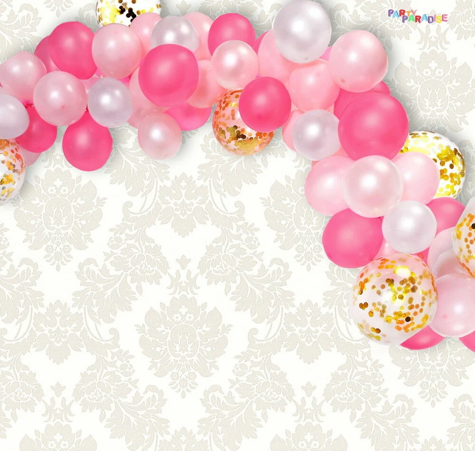 Lote 129 piezas BOLO CONFETI ARCO IRIS UNICORNIO ROSA ARCO FELIZ CUMPLEAÑOS decoración fiesta  Foto 2 de 4