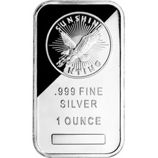 1 oz Silver Bar - Sunshine Minting - .999 Fine - Sealed 88.44 per troy oz