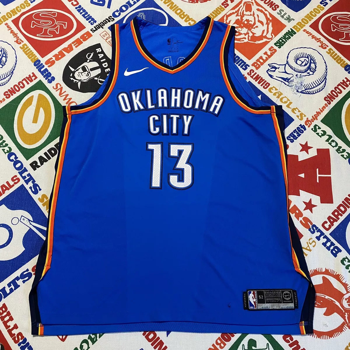 Paul George #13 Oklahoma City Thunder OKC Authentic Nike NBA 2019 Jersey  Size 52