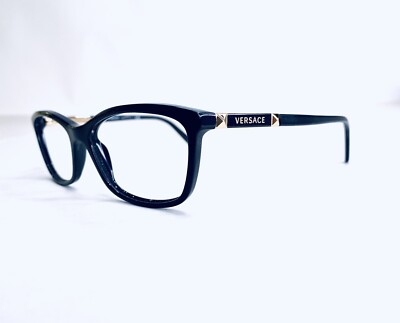 Versace Black Wayfarer Gold Temple Eyeglasses Italy MOD 3186  display picture 2