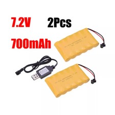 2x 7.2V 700mAh Ni-Cd AA Battery Pack Rechargeable for RC Car Toys SM-2P Plug USA
