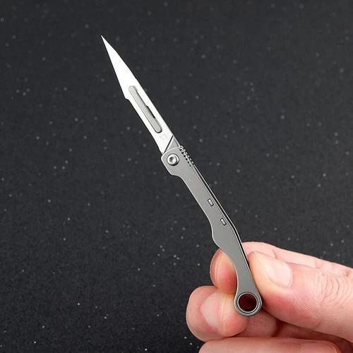 Mini Titanium Pocket Utility Folding Knife Scalpel Blades Opener Keychain EDC - Picture 11 of 12