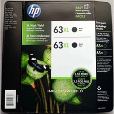 2pack HP 63XL Black Genuine Ink Cartridges HP63XL