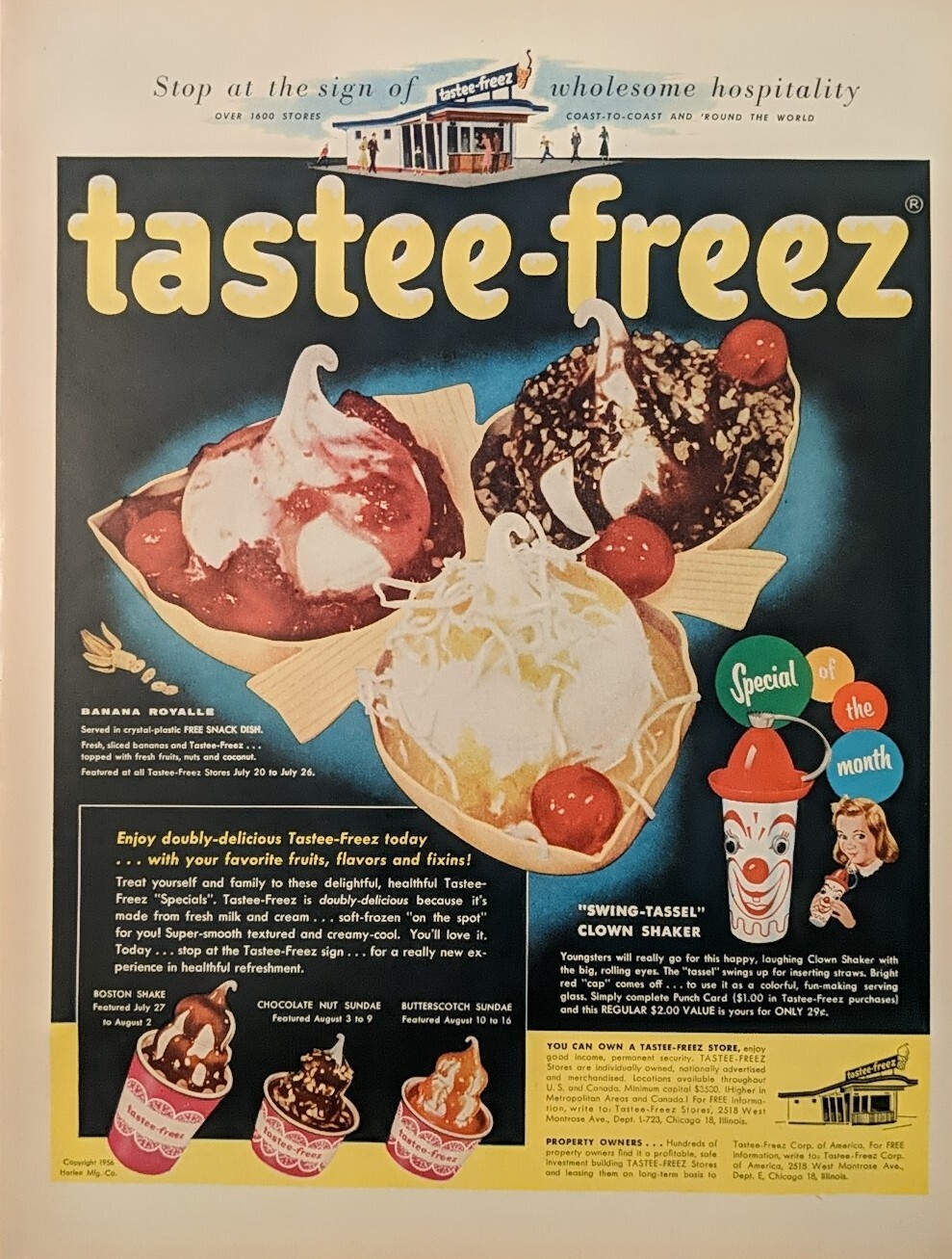 1957 Vintage TasteeFreeze Restaurant Print Ad, Franchise, Ice Cream eBay