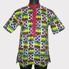   Ghana Print Men Shirts With Pink Embroidery Detail