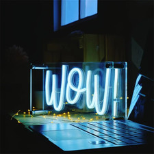 Desktop WOW leter LED neon sign lights USB Acrylic Desk Lightbox 4.7 13.8inch