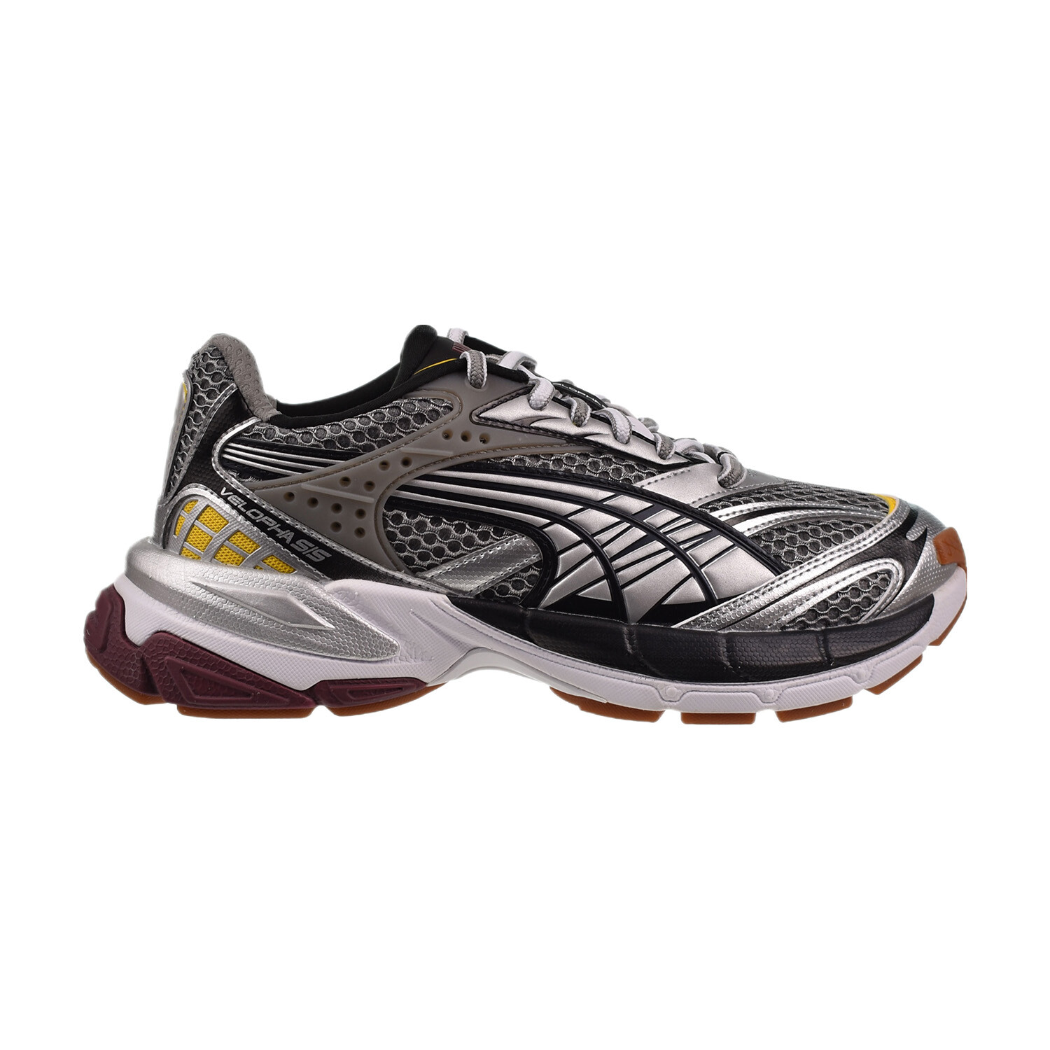Мужская обувь Puma Velophasis Phased серебристо-желто-бордового цвета 389365-05