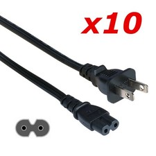 10 Pack - 6ft Two Prong AC Power Cord Cable NEMA 1-15P C7 for Laptop PS3 PS4 DVR