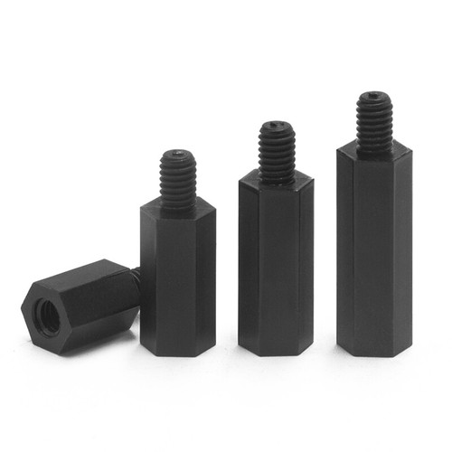 Black Plastic Nylon Threaded Hex Standoffs Spacers Pillars M2 M2.5 M3 M4 M5 M6 - Picture 3 of 11