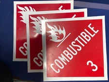 Combustible Gas 3 Magnetic Sign / Decal 10.75" x 10.75", Lot of 3