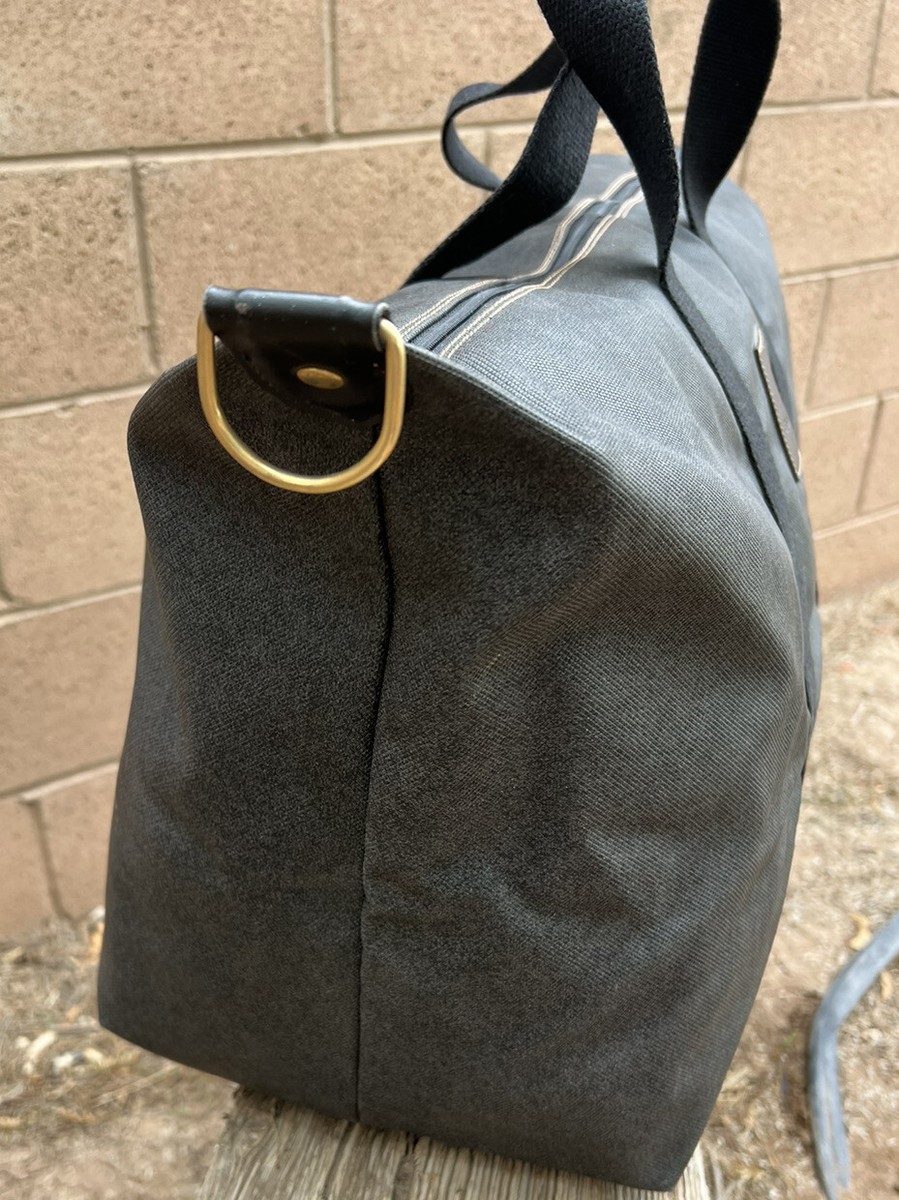 DUNHILL GRAY COATED CANVAS AND LEATHER EXTRA LARGE DUFFLE BAG