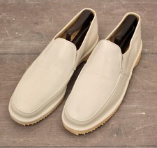 Men's VTG NOS 70s White Leather Slip On Shoes Sz 10 N 1970s Disco Jarman