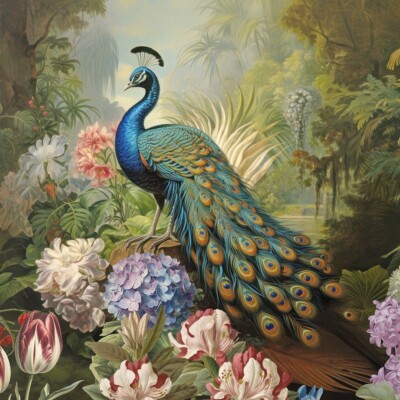 ppd 20 Servietten ''Olympos'' 25 x 25 cm Napkins Pfau, Blumen, Frühling