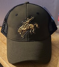 COWBOY RIDING HORSE RODEO SNAPBACK MESH BACK BASEBALL CAP HAT GREEN BLACK