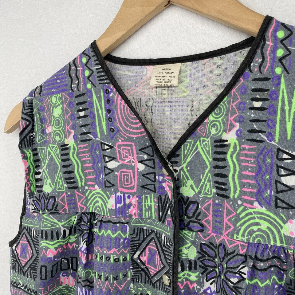 Abrigo de casa vintage bata mujer M cocina zapatero chaleco perla a presión púrpura Foto 2 de 4