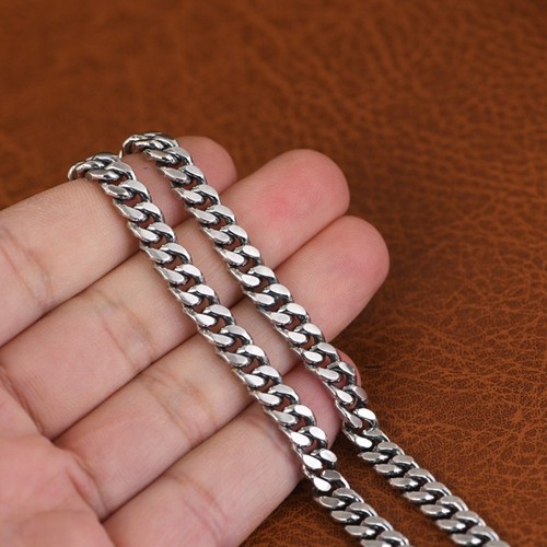 Pure 990 Fine Silver Chain Men Retro 6mm Curb Cuban Link Bracelet 21g/7.4inch - Picture 4 of 9