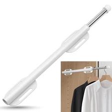 White 12.6 inch Stainless Steel Valet Rod, Pull Out, Heavy Duty, Closet Hanger