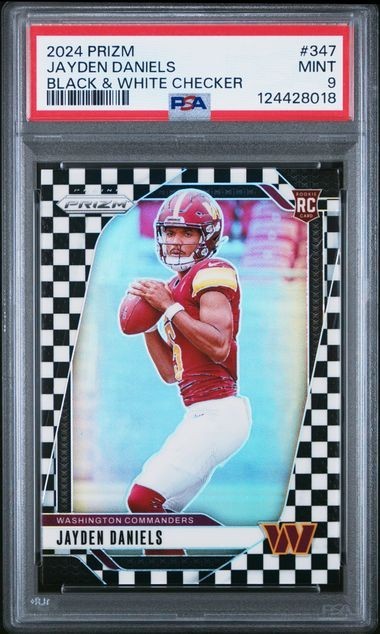2024 Prizm Jayden Daniels Black & White Checker Rookie #347 PSA 9 Mint (RC) SSP view 1