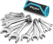 DURATECH Stubby Combination Wrench Set, Metric, 12-Piece, 8-19mm, 12 Point, CR-V