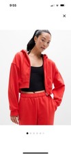 Athleta XLT Forever Fleece Crop Full Zip - Cardinal Red