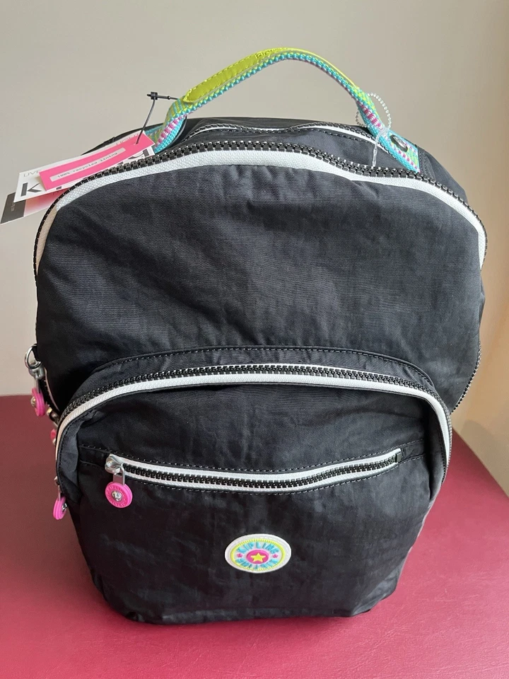 NWT Kipling Seoul Large Backpack True Black Rainbow Laptop Protection Authentic - Image 3 of 3