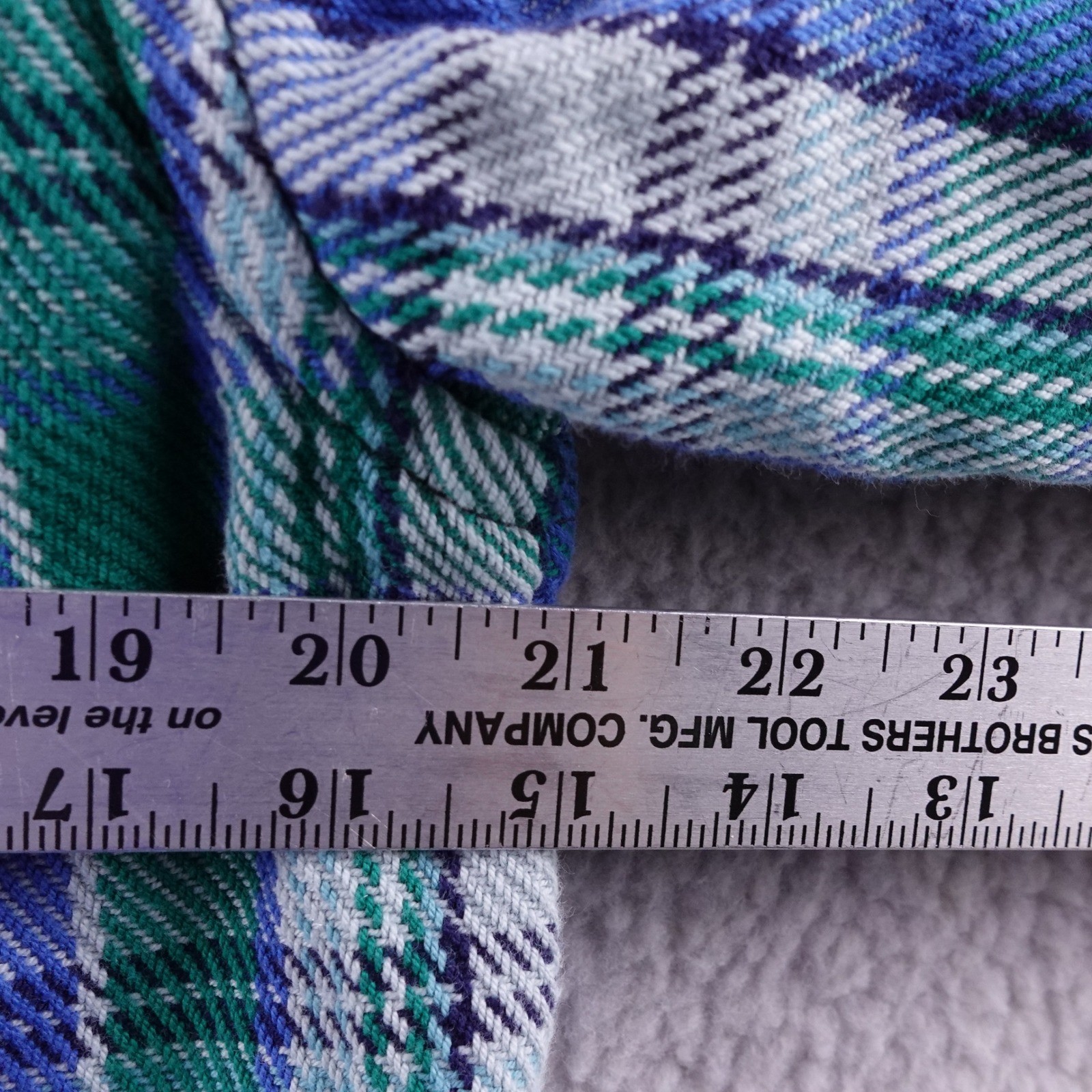 OUTERKNOWN Mens M Plaid Flannel Long Sleeve Blanket Shirt Plaid Blue Green