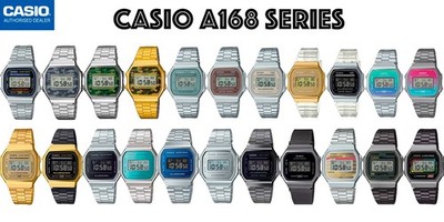 CASIO A168 PLATA DORADO GRIS CAMUFLAJE NEGRO AZUL VERDE Original Vintage ICONIC